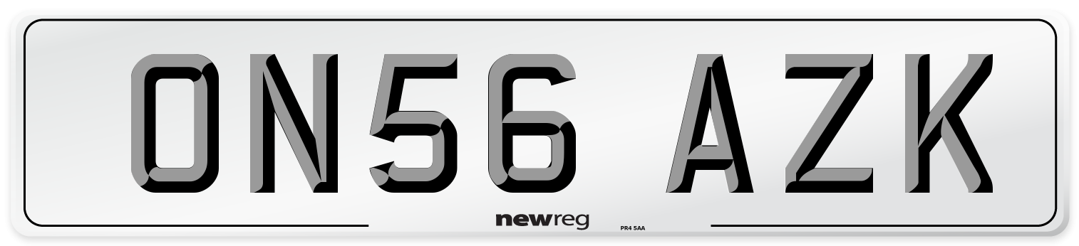 ON56 AZK Number Plate from New Reg